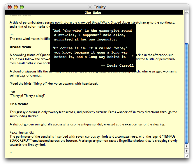 Zoom playing Infocom's Trinity